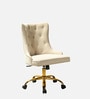 Tufted Boss Velvet Fabric Guest Chair In Beige Colour