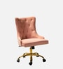 Tufted Boss Velvet Fabric Guest Chair In Pink Colour