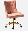 Tufted Boss Velvet Fabric Guest Chair In Pink Colour