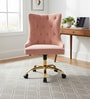 Tufted Boss Velvet Fabric Guest Chair In Pink Colour
