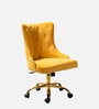 Tufted Boss Velvet Fabric Guest Chair In Yellow Colour