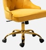 Tufted Boss Velvet Fabric Guest Chair In Yellow Colour