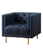 Tufted Fabric Lounge Chair in Blue Colour