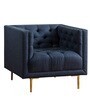 Tufted Fabric Lounge Chair in Blue Colour