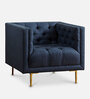 Tufted Fabric Lounge Chair in Blue Colour