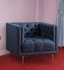 Tufted Fabric Lounge Chair in Blue Colour