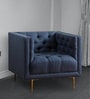 Tufted Fabric Lounge Chair in Blue Colour