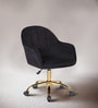 Tufted Velvet Fabric Guest Chair In Black Colour