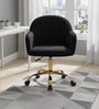 Tufted Velvet Fabric Guest Chair In Black Colour