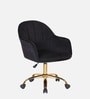 Tufted Velvet Fabric Guest Chair In Black Colour