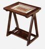 Tulip Solid Wood Portable Table in Walnut Colour