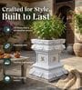 Tulsi Planter 24 inch Marble White German Polymer Square Plant Container
