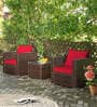 Tulum Wicker Patio Table & Chair Set In Brown Colour (Set Of 2 Chairs)