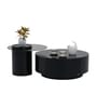 Turin Italian Glass Top Coffee Table Set Of 2 In Black Finish