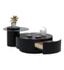 Turin Italian Glass Top Coffee Table Set Of 2 In Black Finish