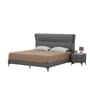 Turin Italian Leatherette Upholstered With Led Light King Sized Bed In Grey Finish