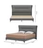 Turin Italian Leatherette Upholstered With Led Light King Sized Bed In Grey Finish