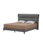 Turin Italian Leatherette Upholstered With Led Light King Sized Bed In Grey Finish