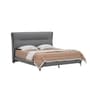 Turin Italian Leatherette Upholstered With Led Light King Sized Bed In Grey Finish
