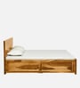 Turin Sheesham Wood Queen Size Bed In Rustic Teak Finish With Hydraulic