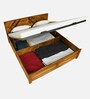 Turin Sheesham Wood Queen Size Bed In Rustic Teak Finish With Hydraulic