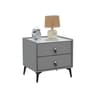 Turin Stone Top Italian Bedside Table With Drawers In Grey Finish