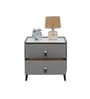 Turin Stone Top Italian Bedside Table With Drawers In Grey Finish