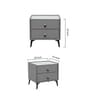Turin Stone Top Italian Bedside Table With Drawers In Grey Finish