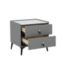 Turin Stone Top Italian Bedside Table With Drawers In Grey Finish
