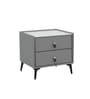 Turin Stone Top Italian Bedside Table With Drawers In Grey Finish