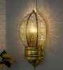 Turkish Moroccan Wall Sconce Lamp, Vintage Hand Carved Metal Wall Light