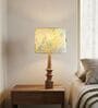 Yellow Turned Handcrafted Wood Medium Taper Shade Table Lamp