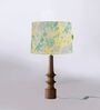 Yellow Turned Handcrafted Wood Medium Taper Shade Table Lamp