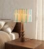 Green Turned Handcrafted Wood Medium Drum Shade Table Lamp