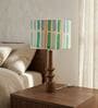 Green Turned Handcrafted Wood Medium Drum Shade Table Lamp