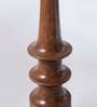 Orange Turned Handcrafted Wood Medium Drum Shade Table Lamp