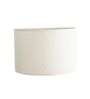 Off White Turned Handcrafted Wood Medium Drum Shade Table Lamp for Living Room