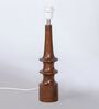 Red Turned Handcrafted Wood Medium Drum Shade Table Lamp