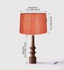 Red Turned Handcrafted Wood Medium Drum Shade Table Lamp