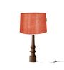 Red Turned Handcrafted Wood Medium Drum Shade Table Lamp