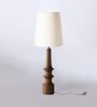 Off White Turned Handcrafted Wood Table Lamp