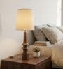 Off White Turned Handcrafted Wood Table Lamp