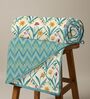 Turqoise Cotton Floral 150 GSM Single Bed AC Room Blanket