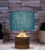 Siena Turqouise Jute Shade Night Lamp With Wood Base