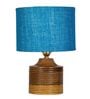 Siena Turqouise Jute Shade Night Lamp With Wood Base