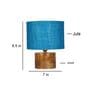 Turqouise Shade Table Lamp With Wood Base