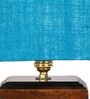 Turqouise Shade Table Lamp With Wood Base