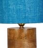 Turqouise Shade Table Lamp With Wood Base
