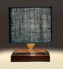 Turqouise Shade Table Lamp With Wood Base