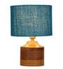 Siena Turqouise Jute Shade Night Lamp With Wood Base